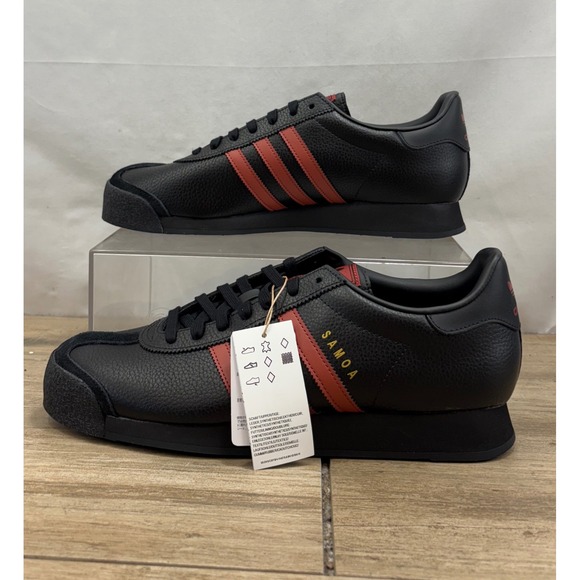 Adidas Samoa Originals Mens Size 13 Leather Sneakers Shoes Black Red - Picture 2 of 11